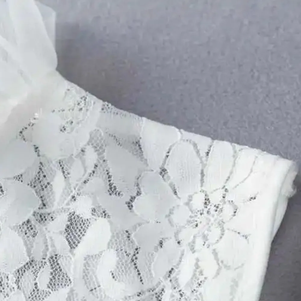 

Elegant Fake Collar Hollow Flower Easy To Match Ruffle Lace False Collar Detachable Stand Collar Sweater Shirt Decorative