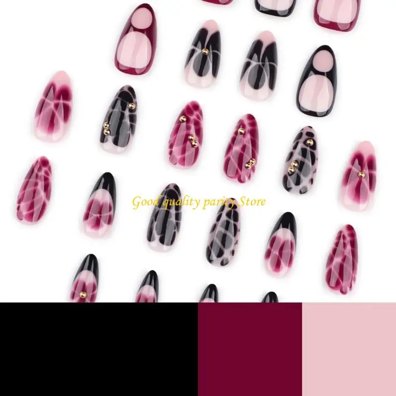 

M4YA 24PCS ALMOND PASS на ногте французский фальшивый гвоздь на ногте искусственный подарок ногтей