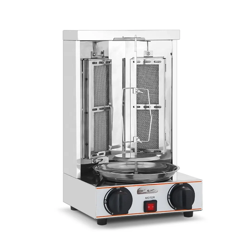 Máquina comercial de barbacoa de gas de acero inoxidable, mesa profesional, kebab, shawarma