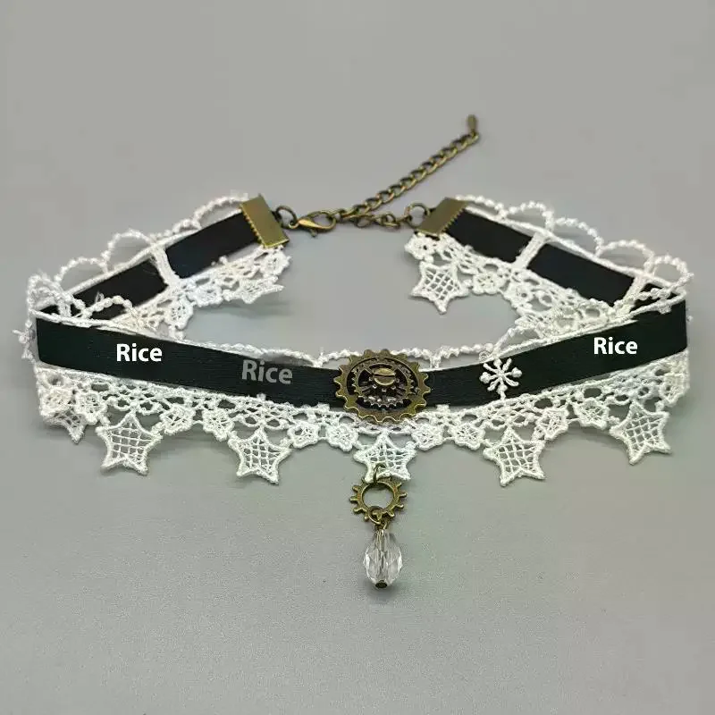 القوطية الشرير Steampunk قلادة عيد الميلاد الشريط الدانتيل المختنق قلادة قلادة