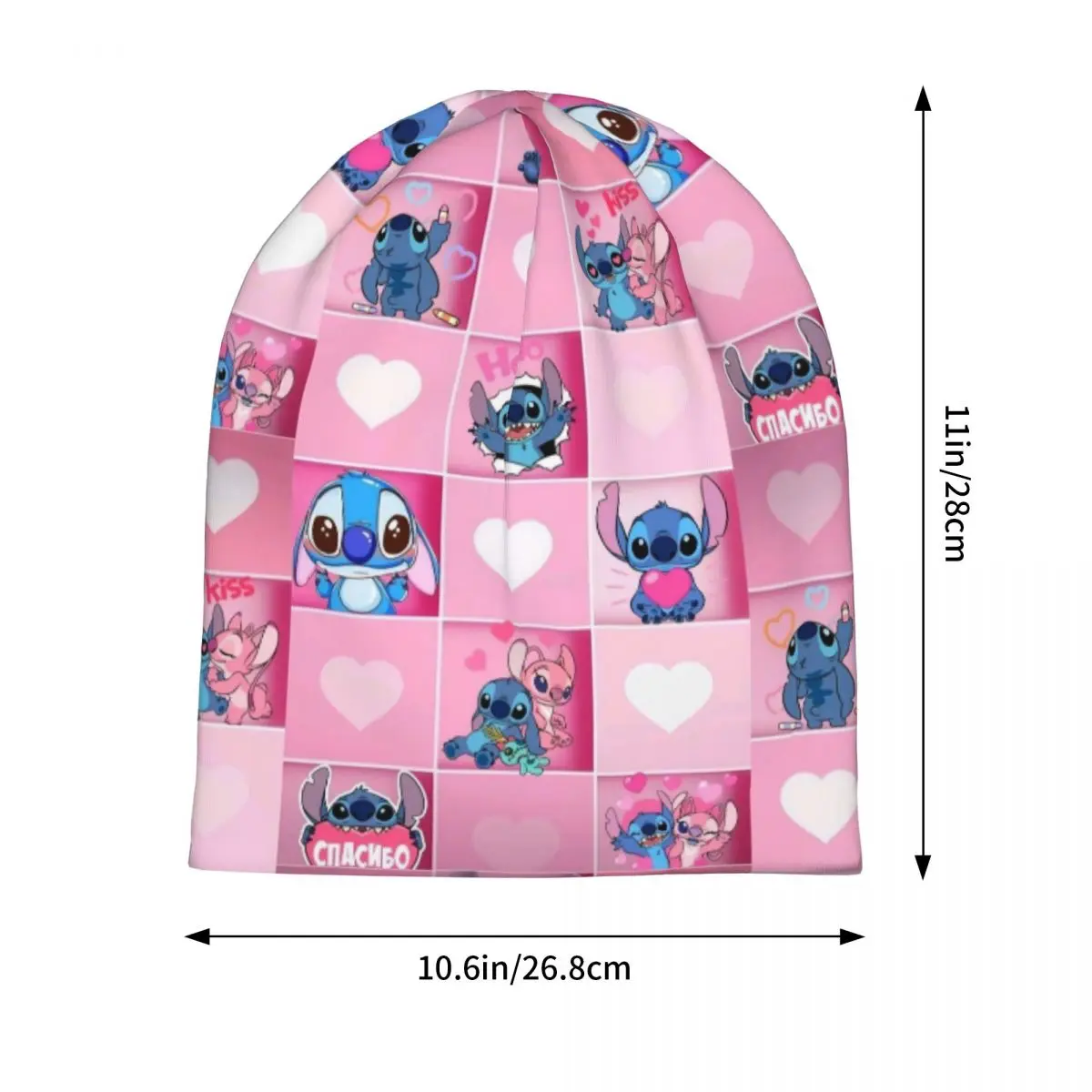 Pink Lilo And Stitch Bonnet Hat Cool Ski Skullies Beanies Hats Cartoon for Men Women Spring Head Wrap Caps