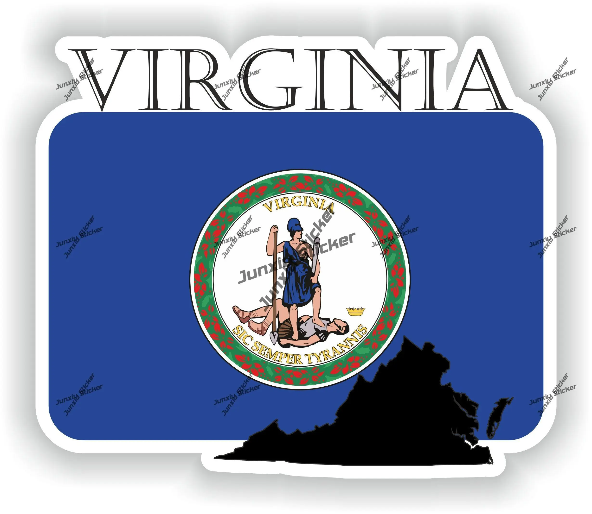 

Virginia Sticker Coat of Arms of American Virginia Outline Flag Decal Window Bumpers Die-cut Vinyl Stickers SUV Car Decorative