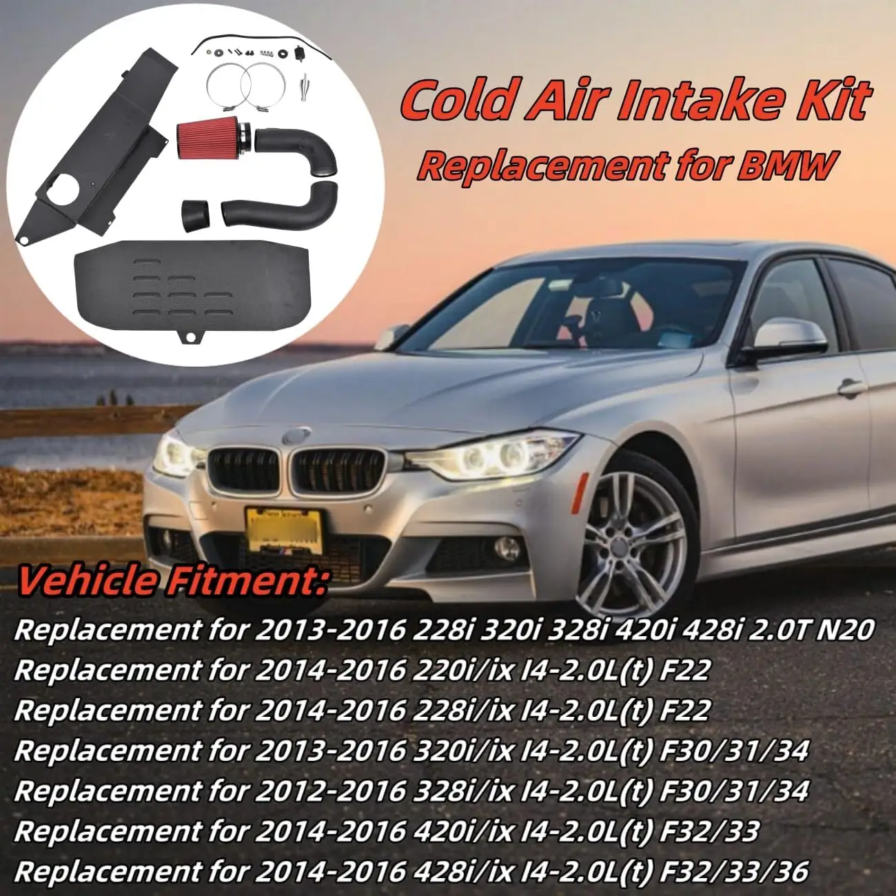 ชุดระบบท่อไอดีอากาศเย็น สำหรับ BMW F30 228i 320i 328i 420i 428i 2.0T ปี 2012-2016