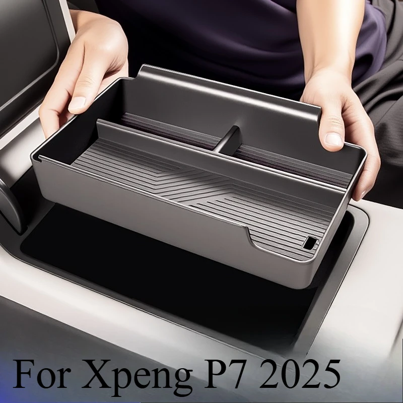 

For Xpeng P7 2025 Center Console Lower Layer Storage Box - Custom Fit Armrest Organizer Tray