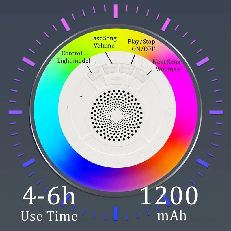 مقاوم للماء دش المتكلم بلوتوث الحمام FM راديو RGB 5 واط TWS صندوق مكبرات الصوت بلوتوث مع ميكروفون Folat على الماء/بركة/حمام