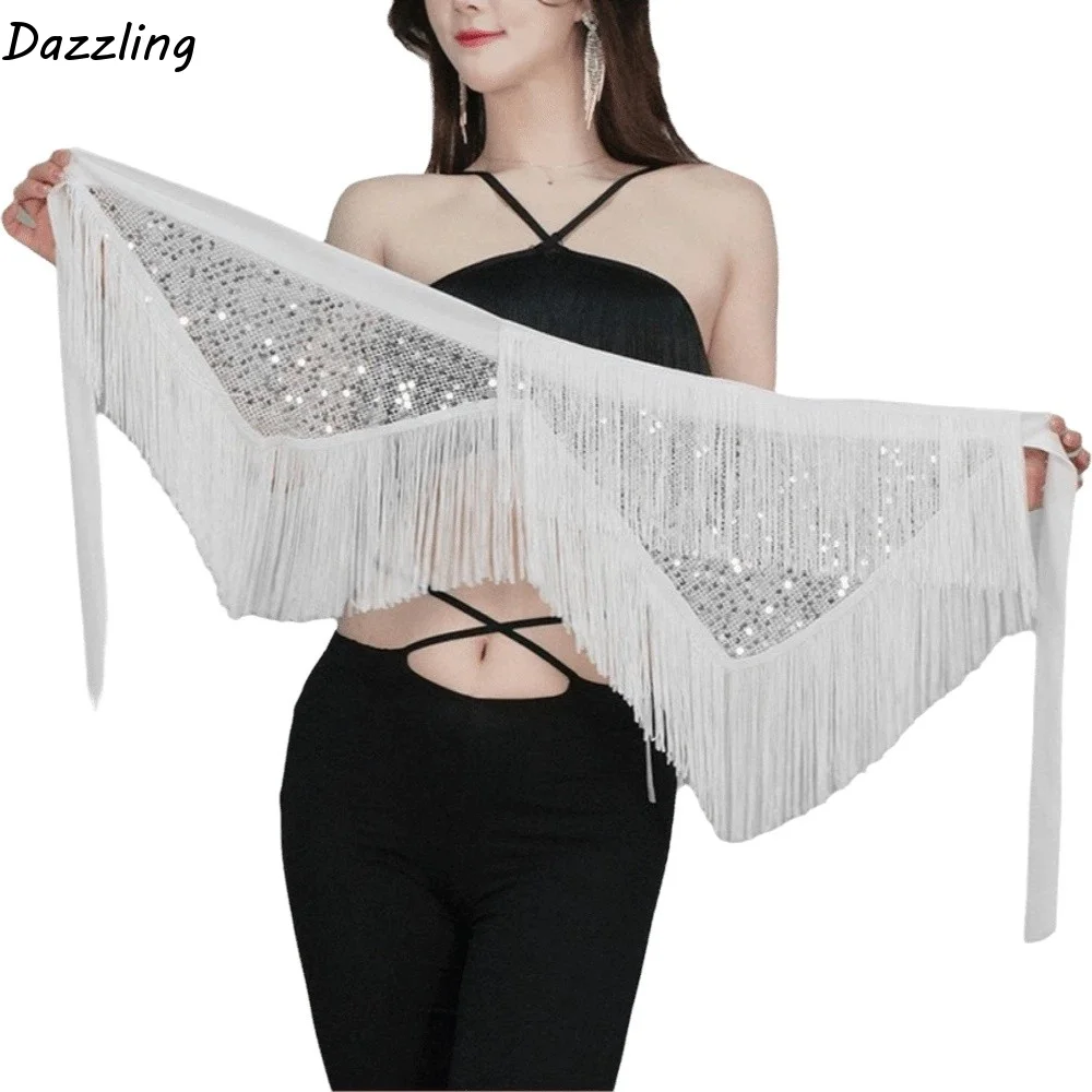 Waistband Creative Belly Dance Hip Scarf Triangle Irregular Dancing Waist Belt Fishnet Handmade Sequin Waist Chain Jazz Dance
