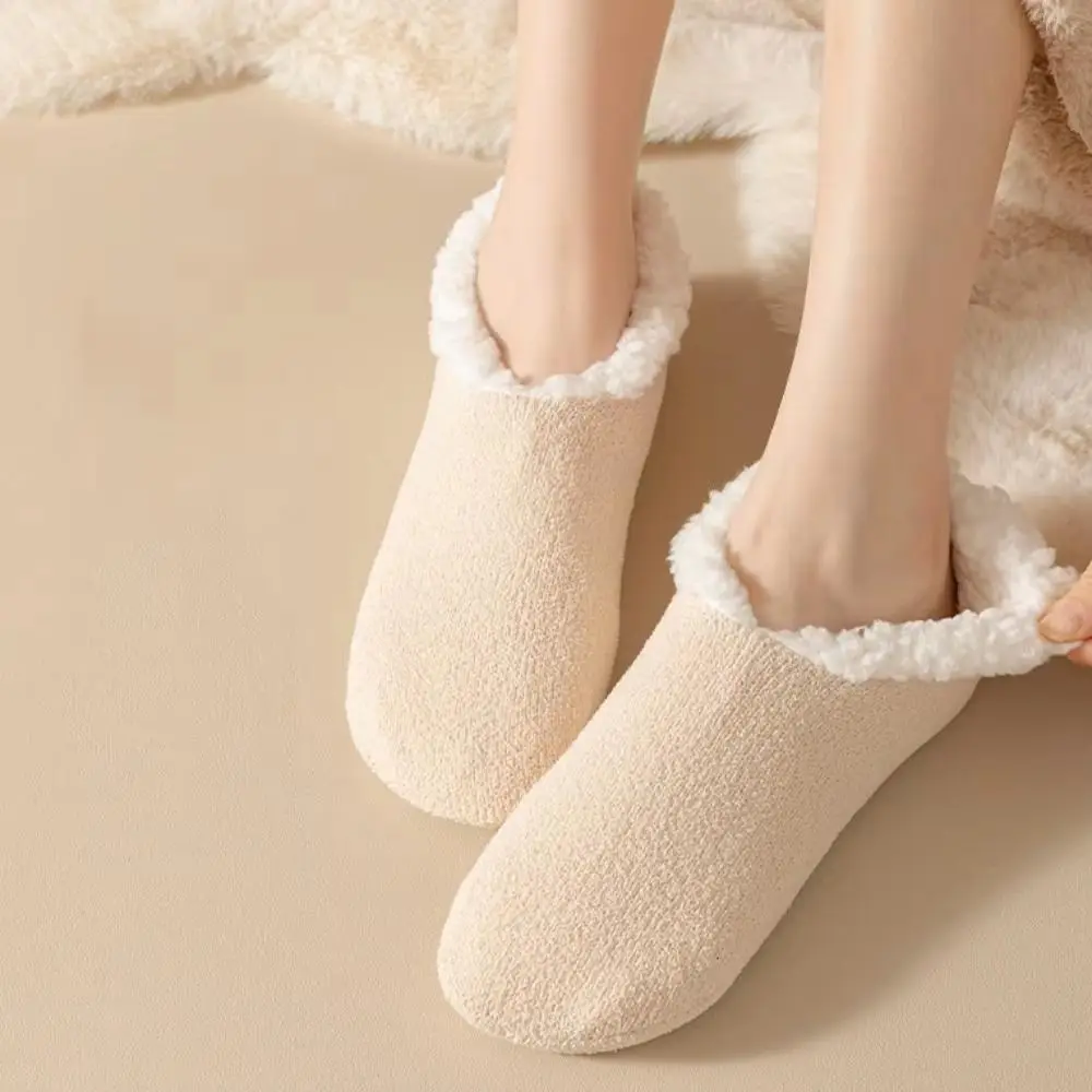 

Утепленные носки из овечьей шерсти с нескользящей подошвой, мягкие, из овечьего флиса, теплые, однотонные, зимние.