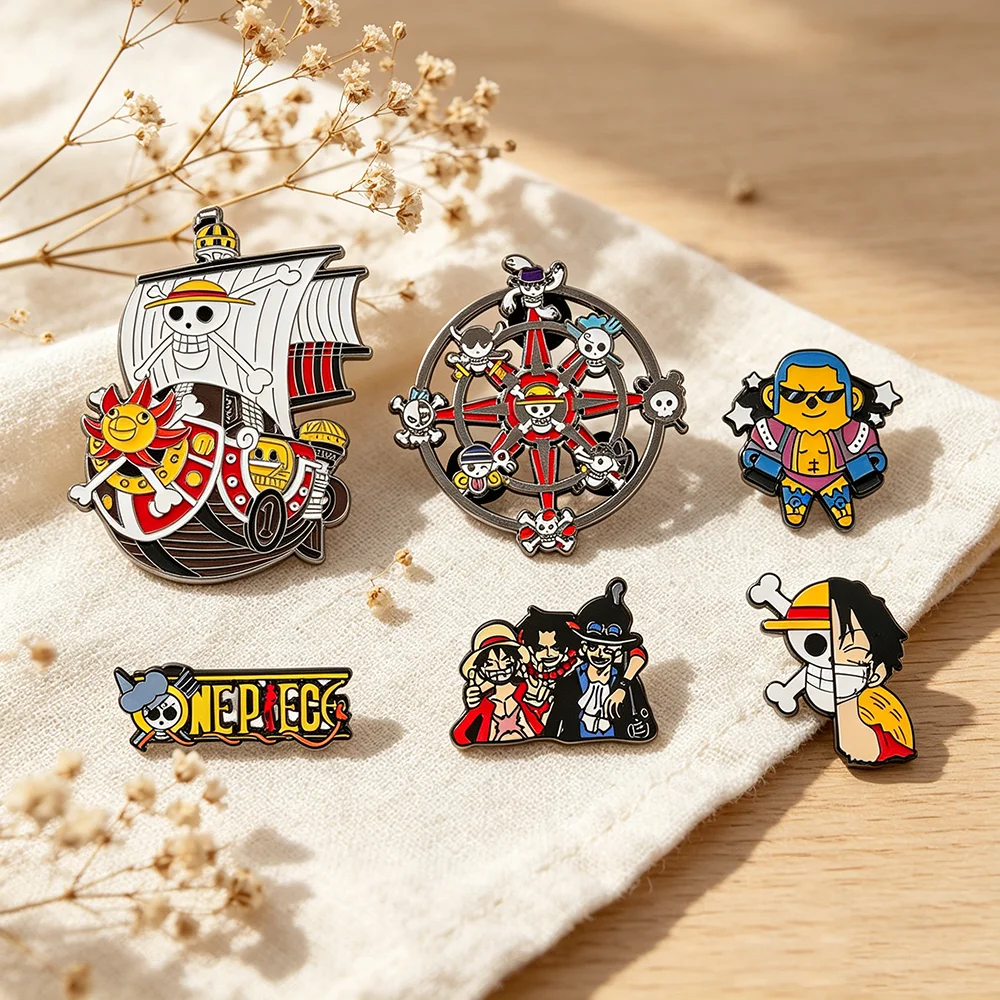 6-teiliges One Piece Inspiriertes Emaille-Pin-Set Anime Luffy Piraten-Themen-Pins für Rucksack Kleidung Manga-Fan-Sammlung Geschenk – Detail 4