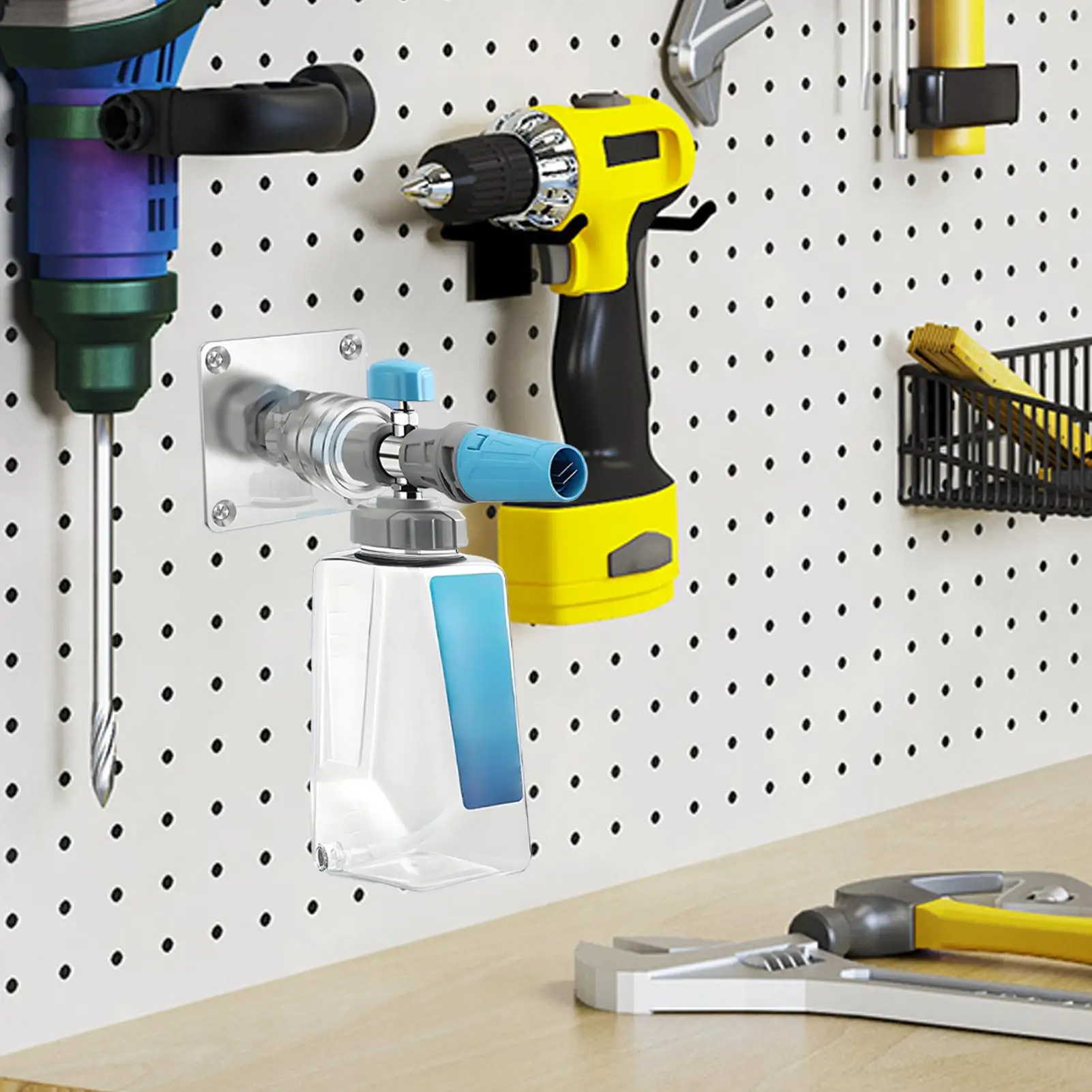 

Pressure Washer Wall Mount Rack & Foam Cannon Holder - Heavy Duty Wall Mounted Bracket for Pressure Washer Accessories