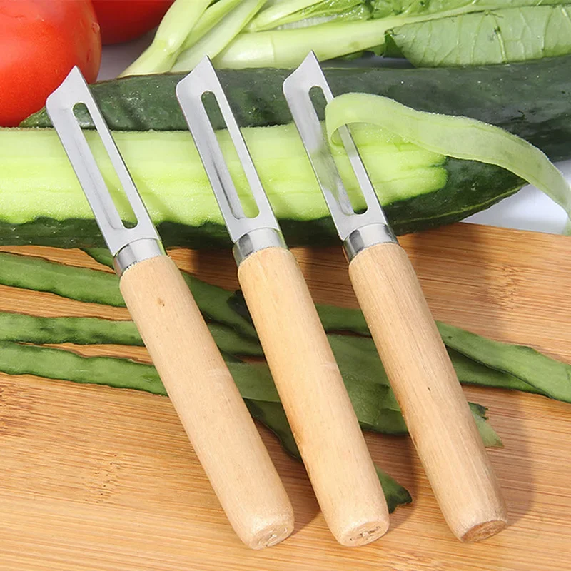 1Pc Stainless Steel Peeler For Apple Tomato Pear Vegetable Potato Peeler Wooden Handle for Apple Potato Fruit Peeler