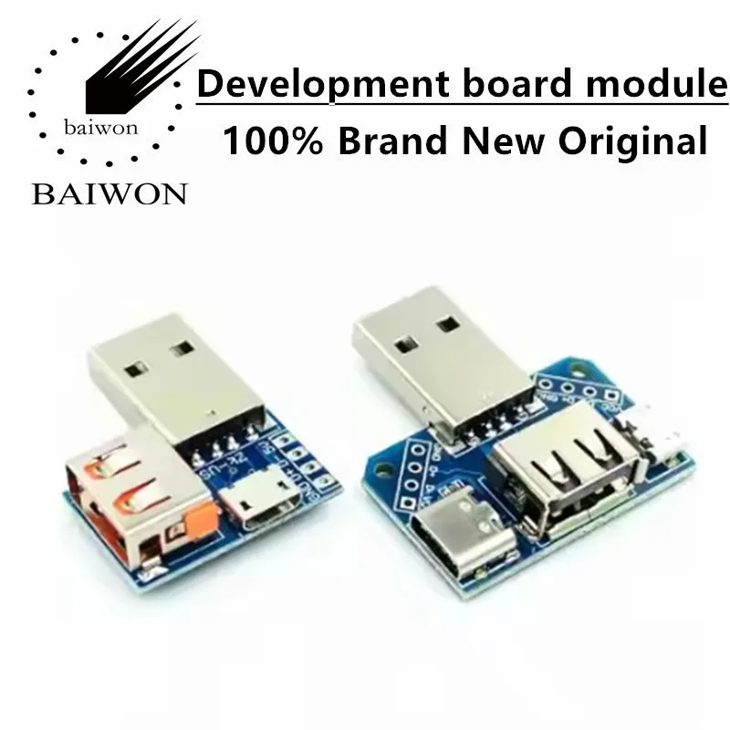 

USB-адаптер-плата с разъемами male-female, microUSB и Type-C 4P 2.54мм, прямое подключение