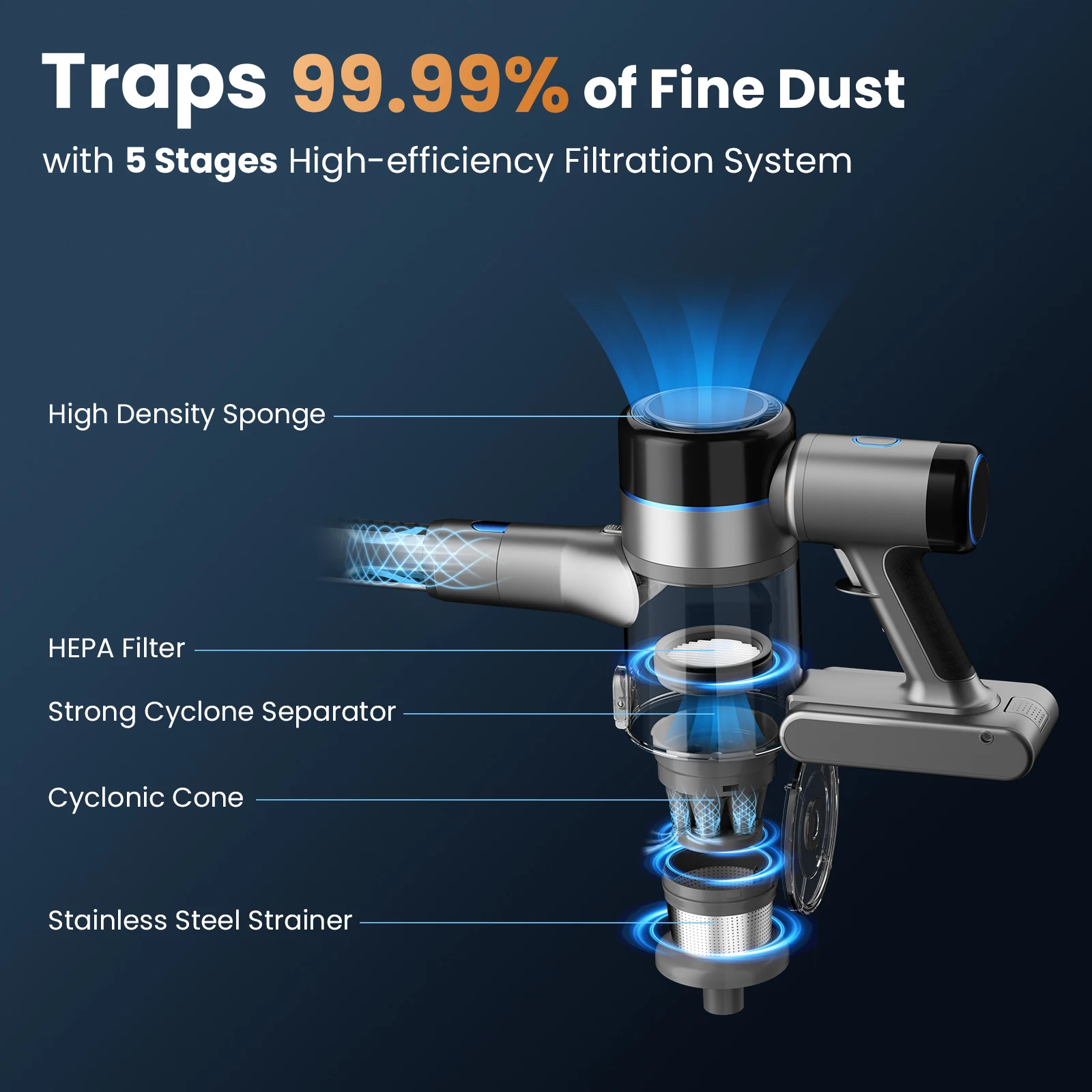 INSE S9X Cordless Vacuum Cleaner 45Kpa Powerful Suction Handheld Stick Vacuum with LED Display 55min Runtime Cleaning Machine