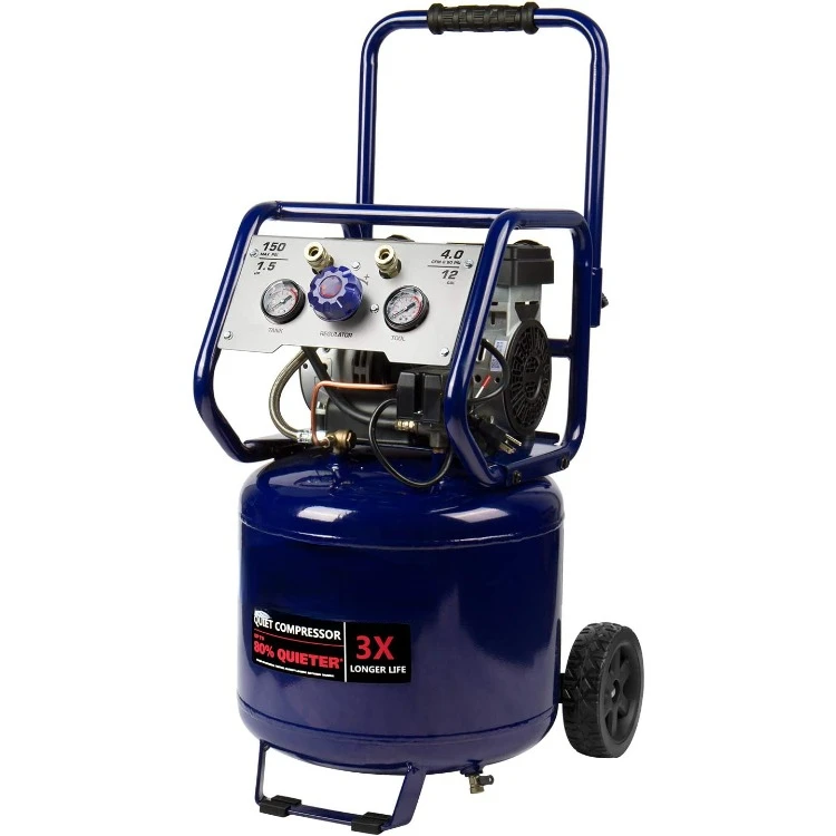 12 Gallon Ultra Quiet Air Compressor, 1.5 HP Oil-Free Peak 150 PSI 68 Decibel Air Compressor,5 CFM @ 40 PSI 4 CFM