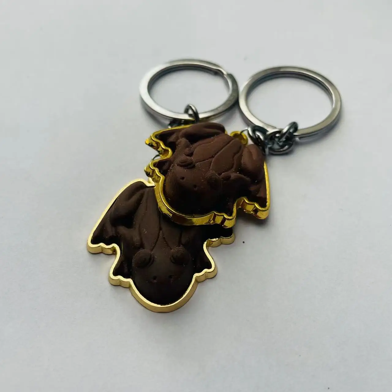 Brown Frog Pendant Keychain In Gift Box Chocolate Forg Halloween Cosplay Accessory Silver Ring Key Chain Holiday Birthday Gift