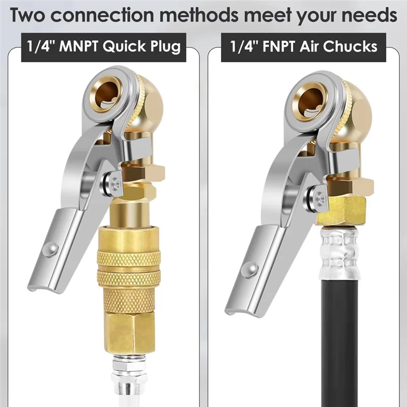 

2Pcs Closed Ball Tire 1/4 Inch FNPT Closed Flow Tire Inflator Air Car Tire Inflator Pump Valve Connector