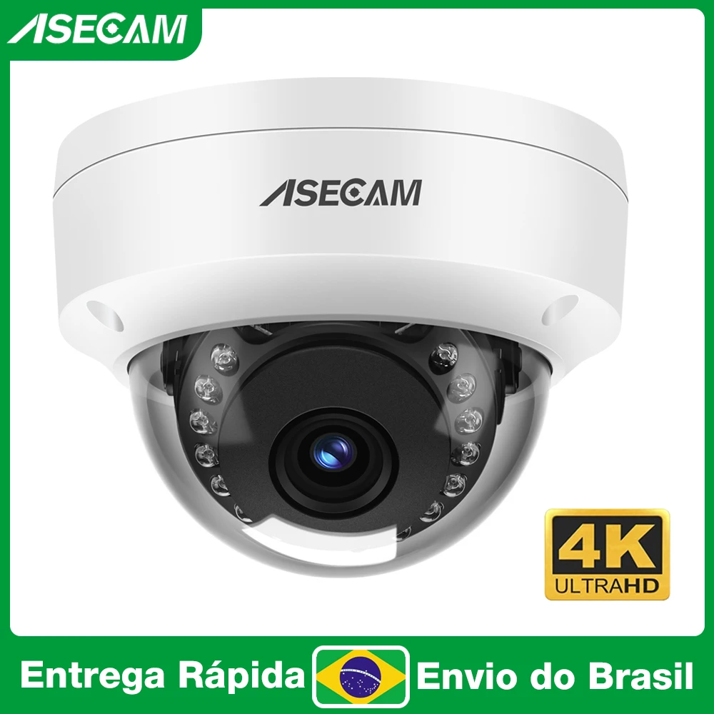 8MP 4k Câmera de Segurança IP Externa ASECAM H.265 Onvif IK10 Prova de Explosão Visão Noturna 4MP AI Detecção Humana Camera de Vigilância Do Brasil