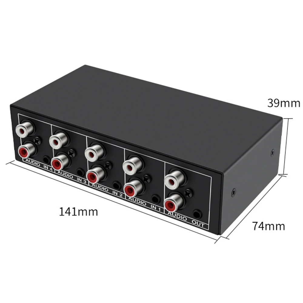 RCA AUX Audio Switcher 4 in 1 Stereo Audio selector 4X1 Passive 3.5mm Aux L/R RCA audio switch box analog audio selector
