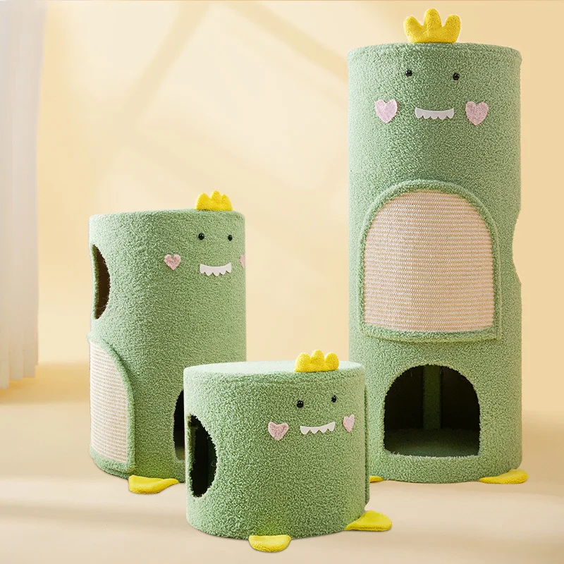 Velvet Cat Climbing Frame Cat Litter Cat Tree Sisal Bucket Multi-function Large Cat Tower Cat Scratching Column