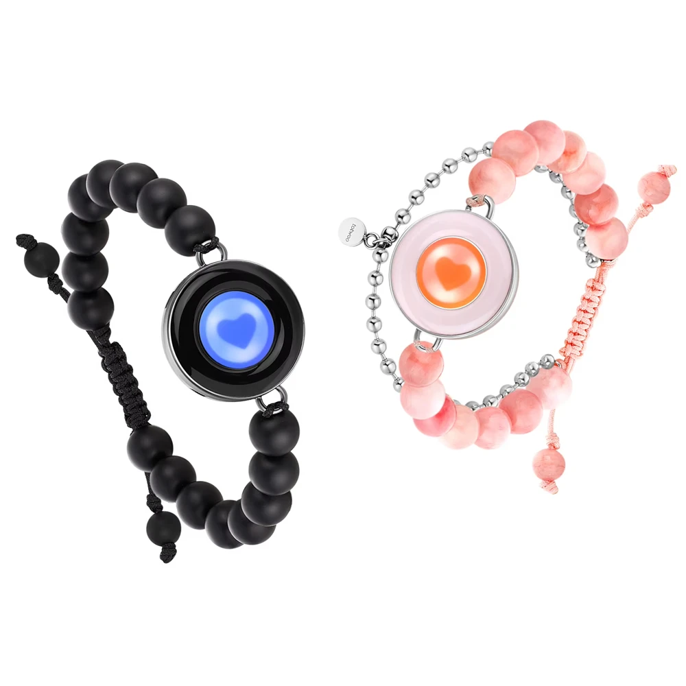 

TOTWOO Long Distance Bracelets For Couples Vibration & Light Up Bracelet, Long Distance Relationship Gifts Smart Pairing Jewelry