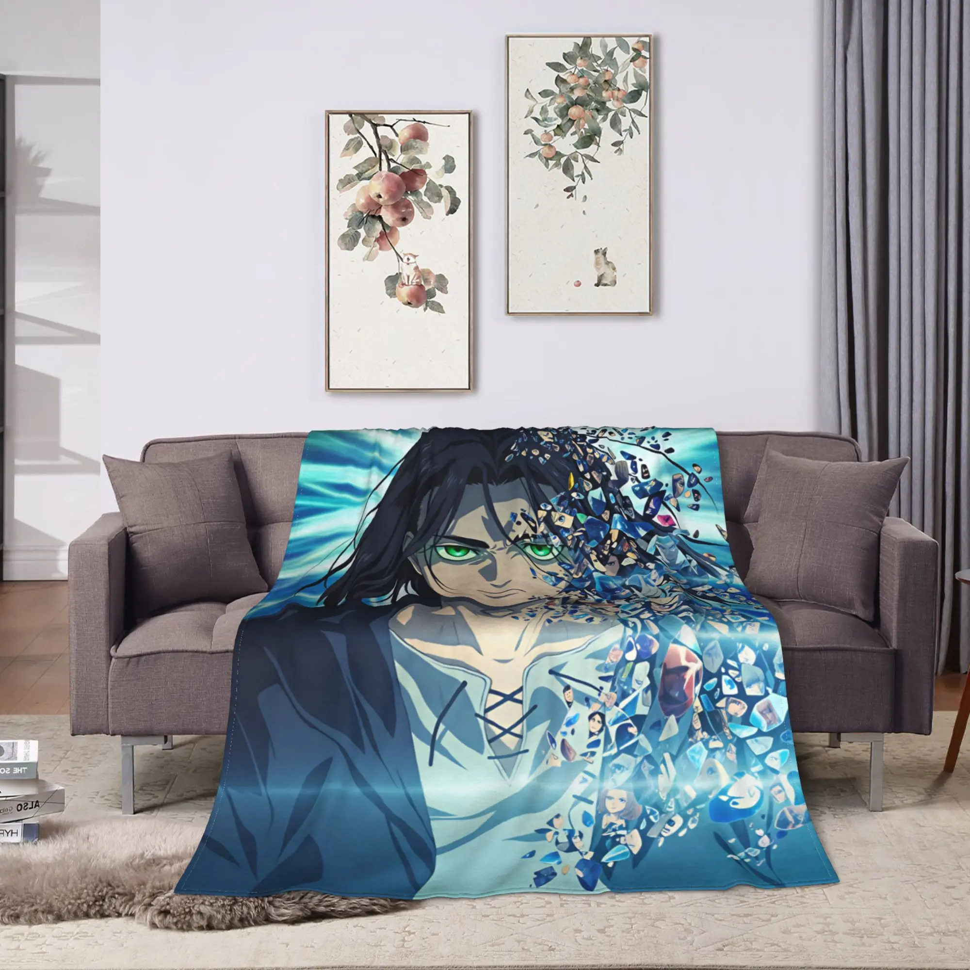 Warm Soft Blanket Camping Attack On Titan Throw Blanket  Flannel Bedspread For Couch Chair Aesthetic Sofa Bed Cover