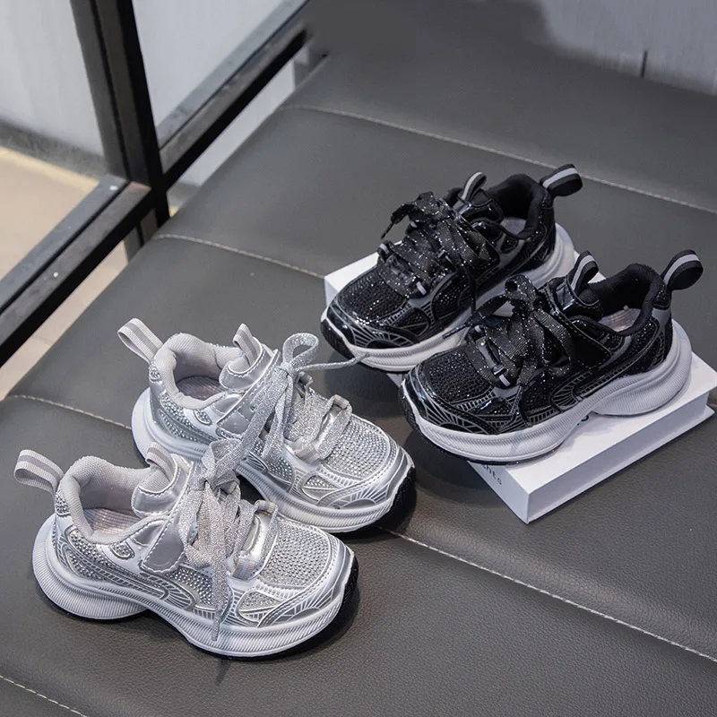 

2025 New Girls' Sports Shoes New Style Soft Sole Children's Casual Shoes Fashionable Breathable Stripe Shoes for Kids Boy