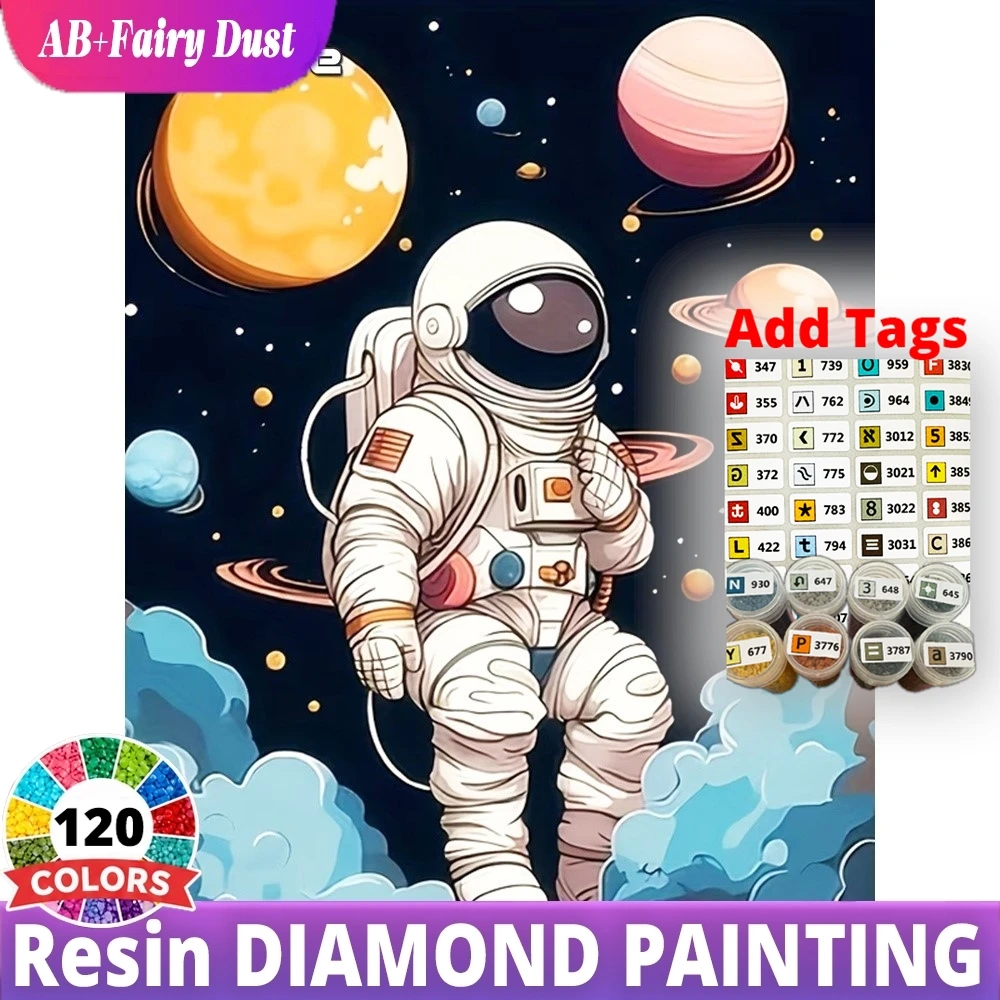 120 Color Resin astronaut space planets Fantasy Cartoon AB Fairy Dust Diamond Painting Kit Full Square Round Mosaic Home Decor