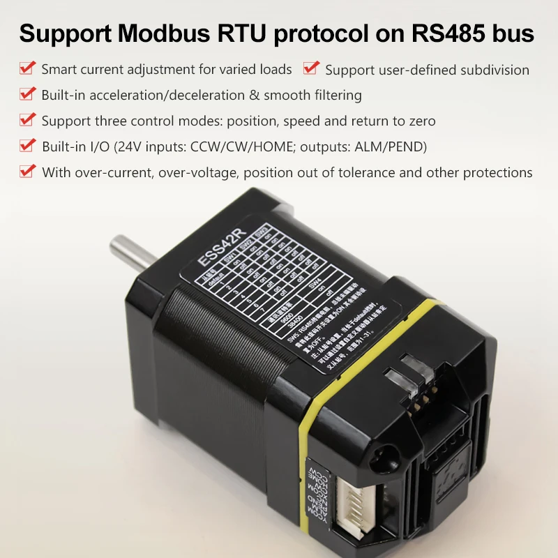 24VDC RS485 Communication 0.45N.m Hybrid Integrated Closed Loop Nema 17 Stepper Motor with Integrated Motor Drive in stock