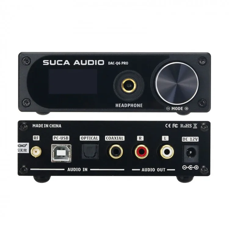 SUCA AUDIO DAC-Q6 PRO Black Hifi Headphone Amp 5.0 DAC Preamplifier DSD512 Power Adapter