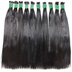 100% Natural Straight Human Hair Bulk No Weft Bundle Weaving For Braiding Unprocessed Extensions Smooth Without Knots 100g Black