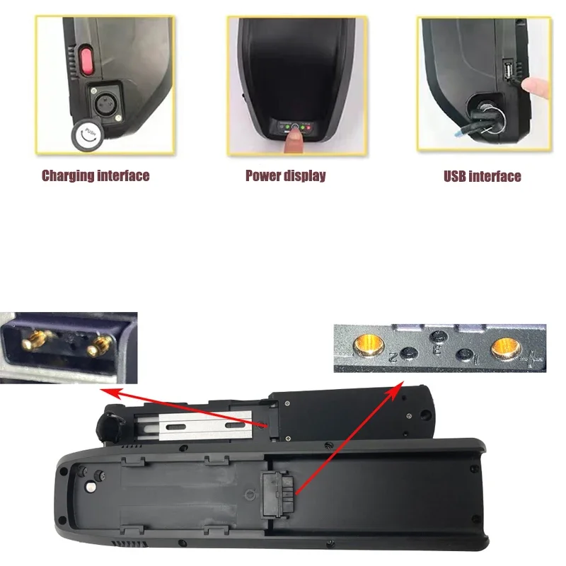 36V 48V 52V Hailong original lithium battery pack, for 250W 350W 500W 750W,with 30A BMS,charger,USB,18650 20AH Power cell