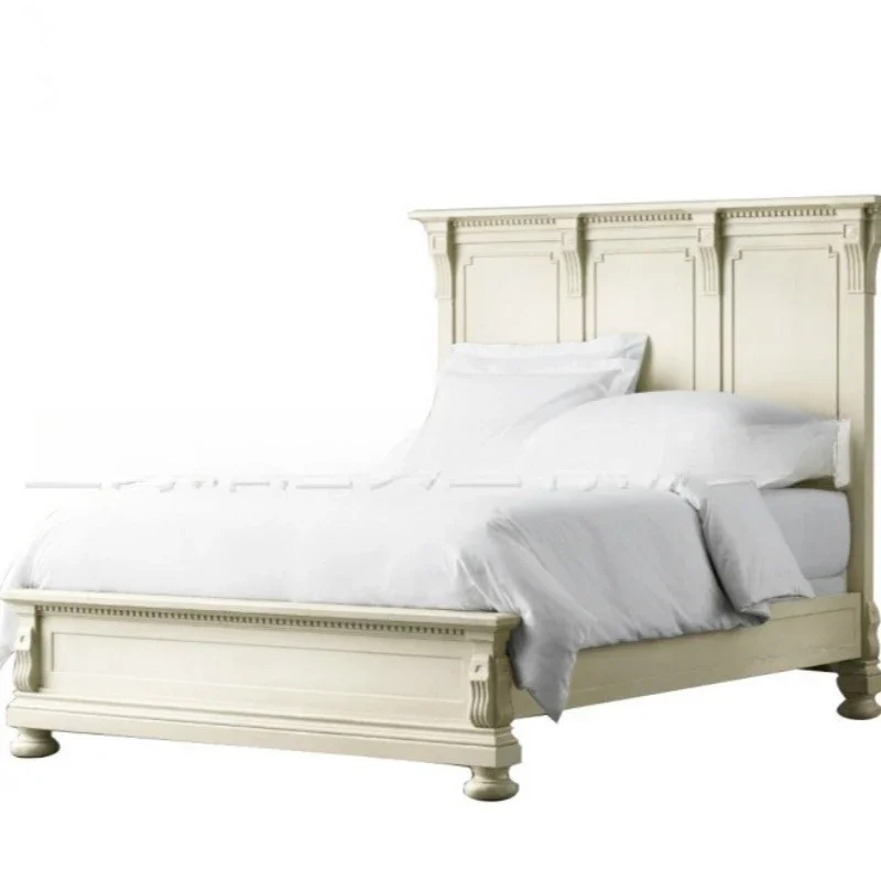 

American solid wood bed bedroom oak old carved double bed 1.5 * 1.8 meters wedding bed