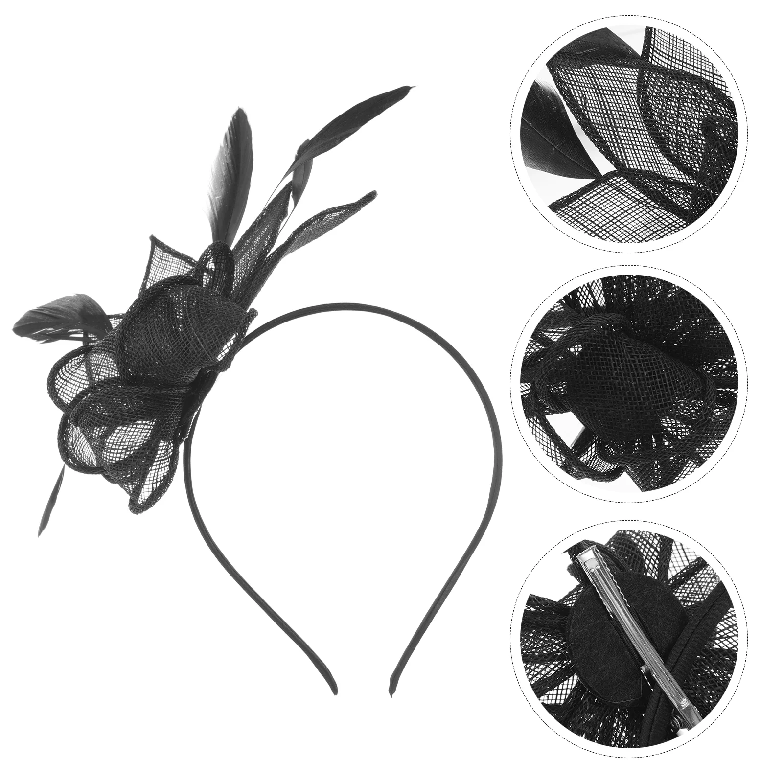 

Vintage Halloween Cocktail Party Hat Miss Bride Caps Headband Fascinators 22X18X5CM Artificial Abs Tea