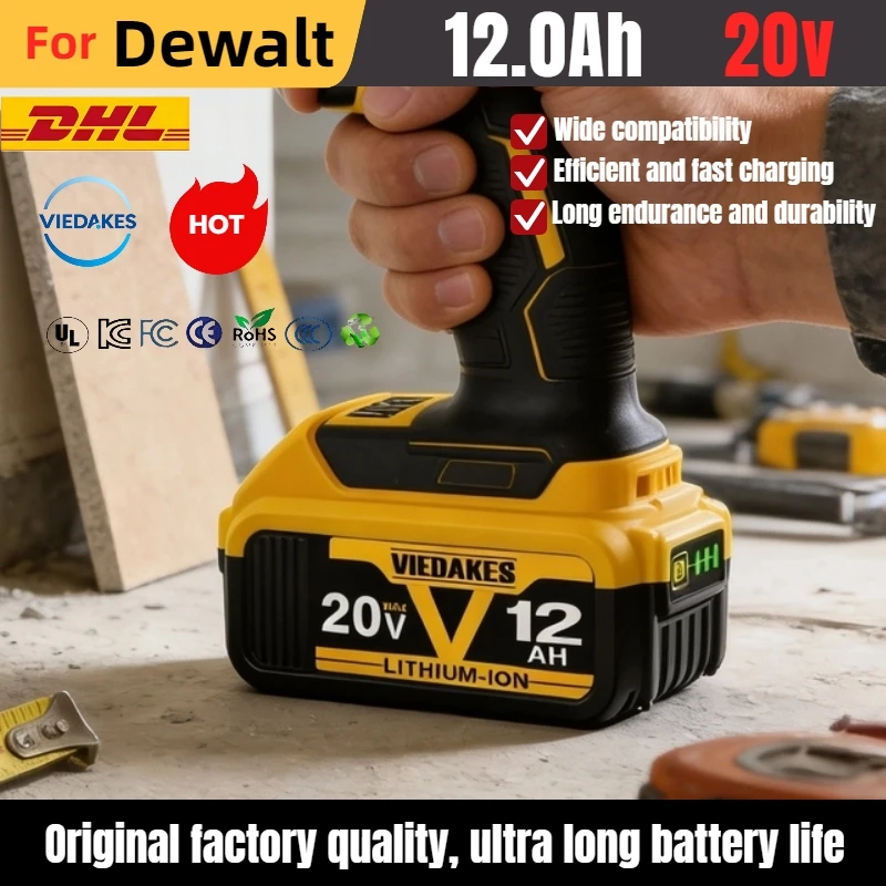 

for DeWalt 18V 10.0Ah 12.0Ah Battery - Unlocks Higher Performance and Runtime in Compatible 20V MAX Tools.