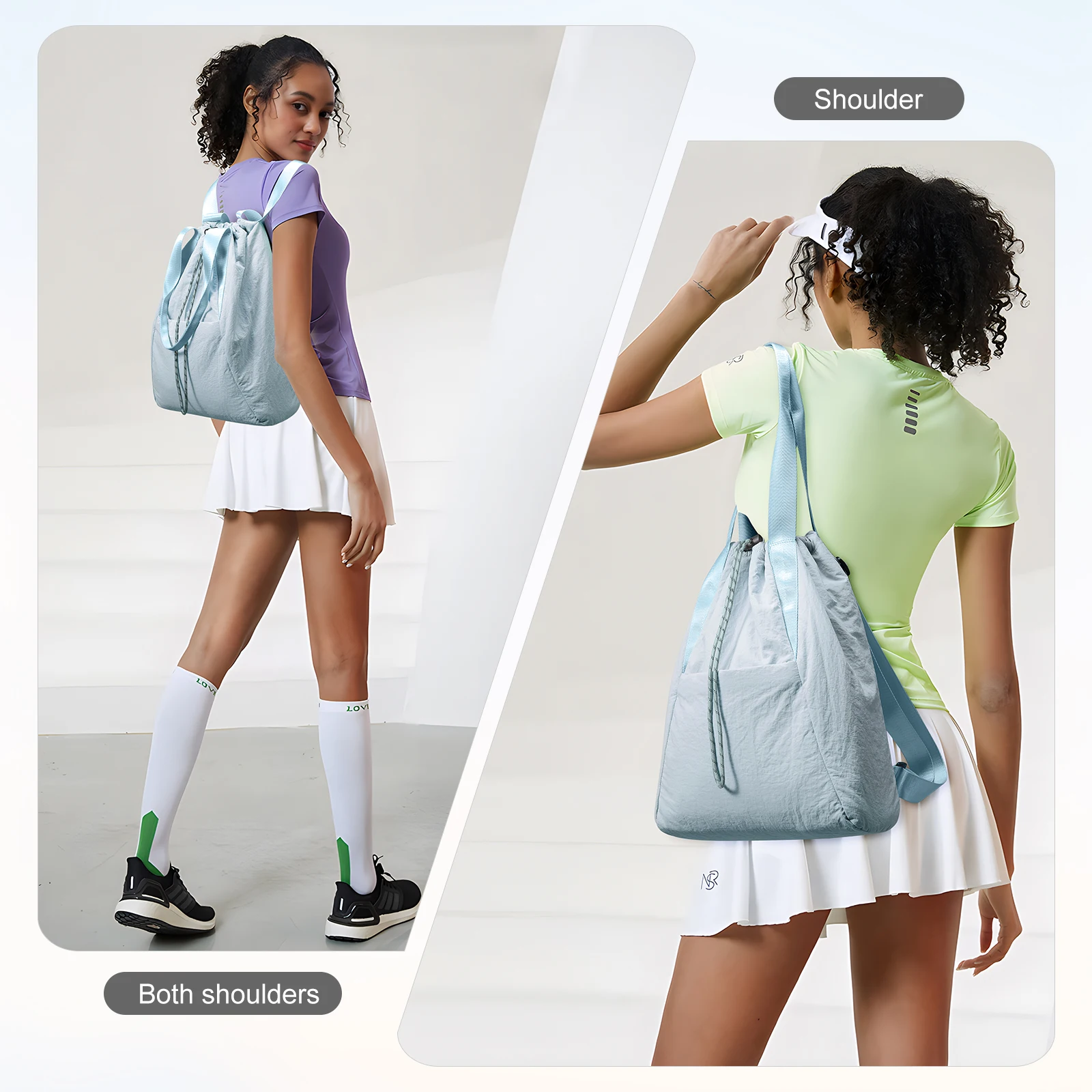 Women Tote Bag Travel Lightweight Sports Bag Tennis Racket Bags for Women, Tennis Racket Backpack，Fashion Rope Shrinkage Bag