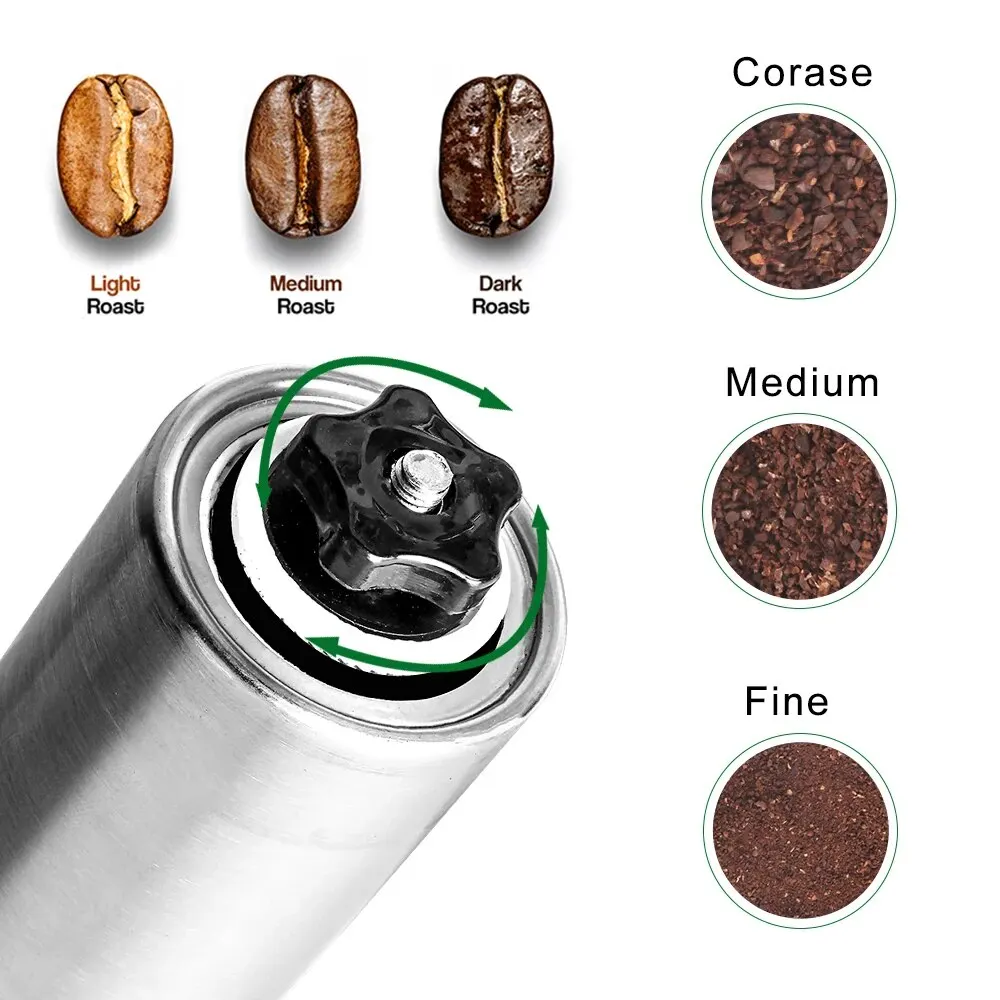 Manual Coffee Grinder Portable Coffee Bean Grinders Mini Stainless Steel Easy Hand Handmade Mill Foamer Kitchen Accessories Tool