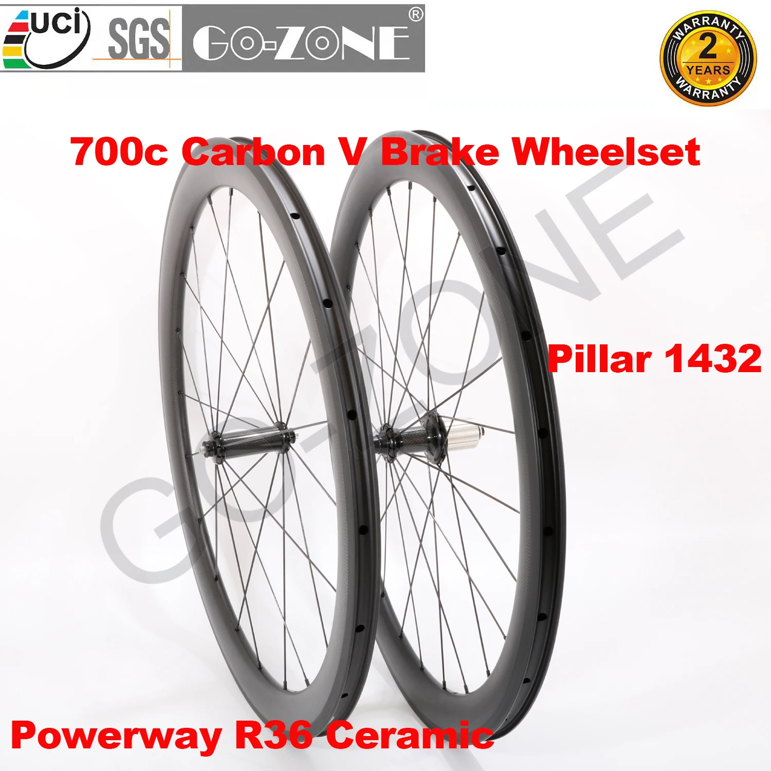 Ceramic Hubs Carbon 700c Wheelset Clincher Tubeless Tubular straight pull 26mm U Shape Powerway R36 Carbon Road Rim Brake Wheels