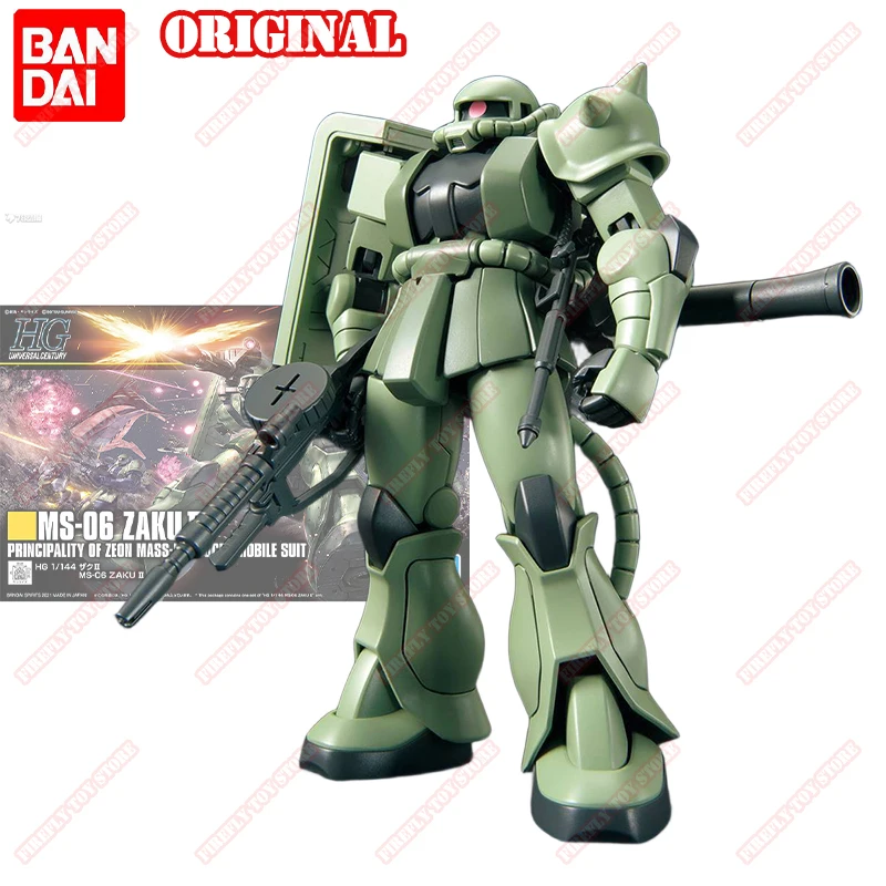 

BANDAI Original GUNDAM HGUC Animation Peripheral MS-06 ZAKU 2 Assembly Movable Anime Action Figure Model Collection