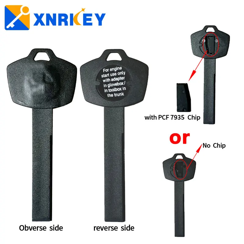 XNRKEY Replacement Smart Emergency Plastic Key Blade for BMW X5 X6 E93 E92 E60 with ID44/PCF7935 Chip or Without Chip for Choose 