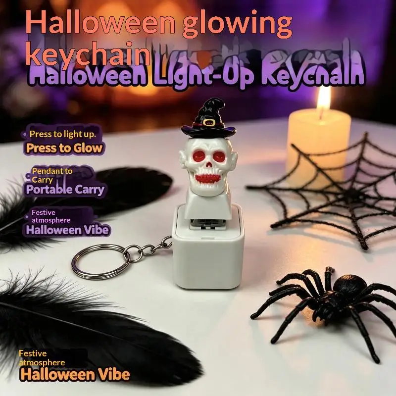 Halloween Süße Hexen-Puppe Schlüsselanhänger Leuchtender LED-Anhänger Tragbarer Taschenanhänger für Themenparty-Geschenk Handtaschen-Accessoire – Detail 5