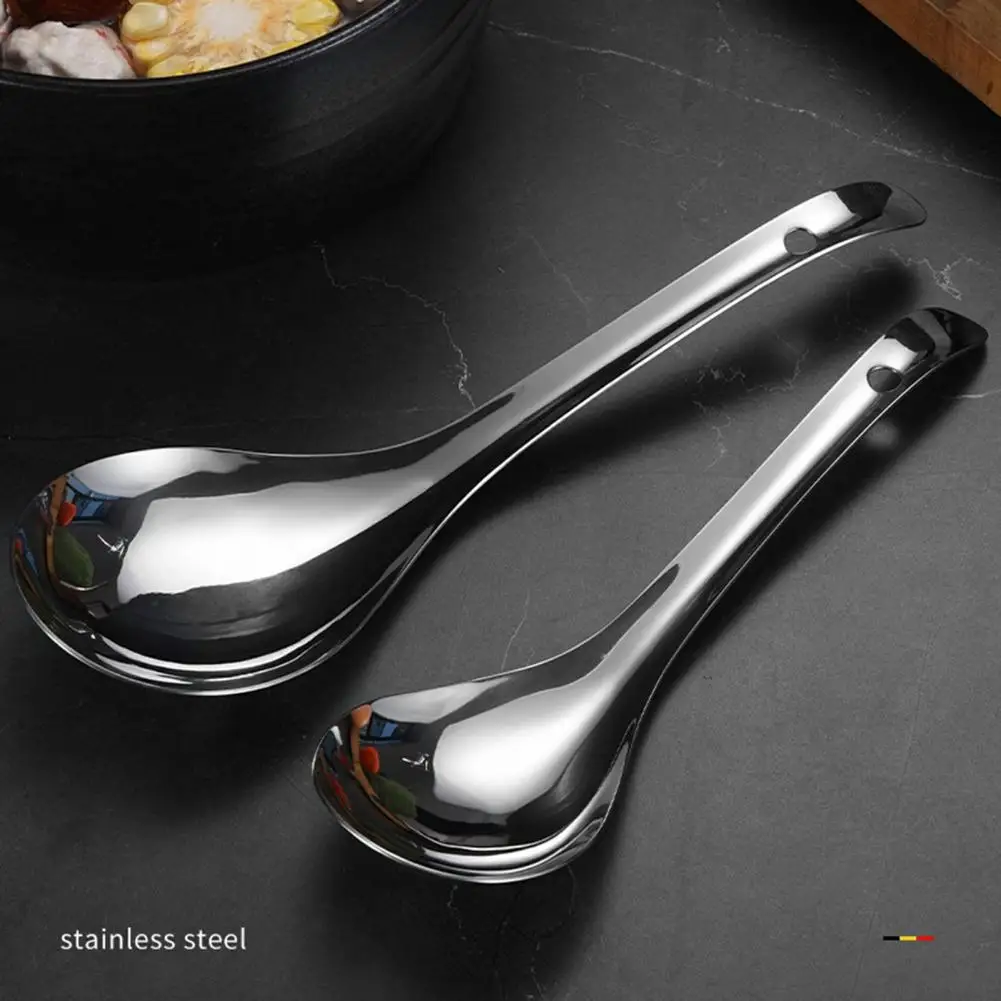Stainless Steel Large Serving Spoon Thickened Deep Dinner Spoons for Soup Rice Mirror Polished Kitchen Utensil for Home Restaura