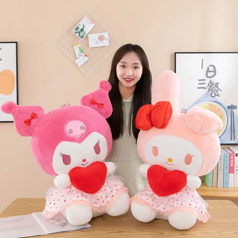 Tamaño grande Sanrio Kuromi My Melody muñeco de peluche Kawaii Anime Rosa dibujos animados lindos peluches muñeco de peluche almohada niñas regalos de cumpleaños