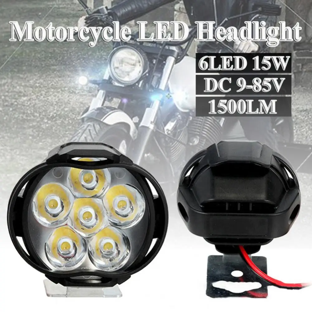 2Pcs LED Headlight  6 LED   Motorcycle Spotlight Motorcycle 15W Auxiliary Lamp