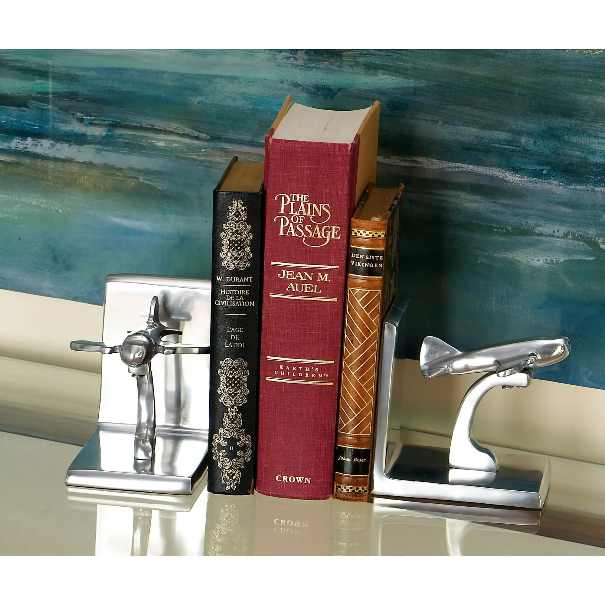 

DecMode 5" Airplane Silver Aluminum Bookends (Set of 2)