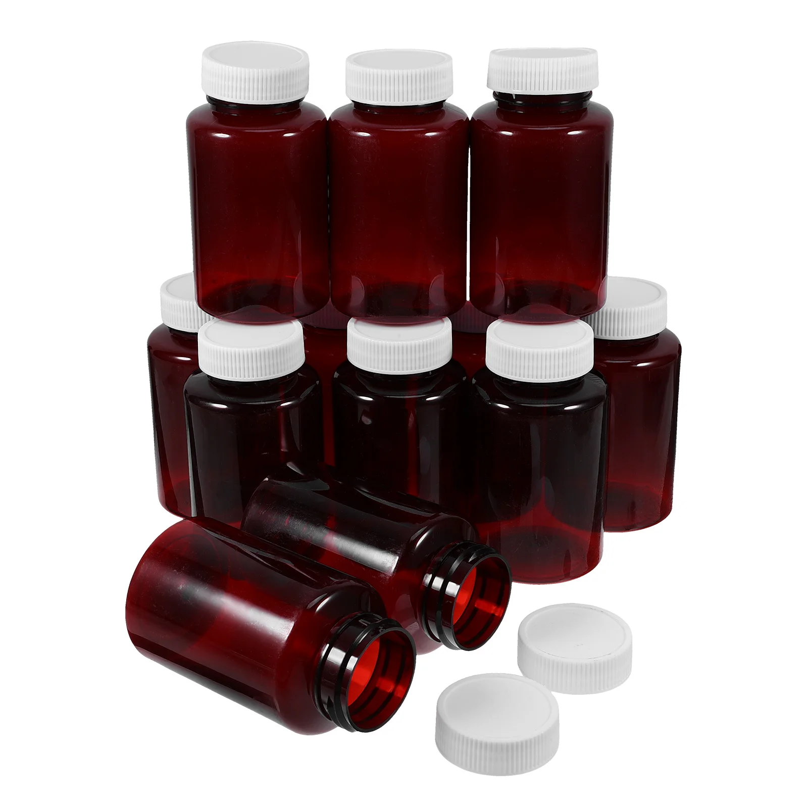 

12 Pcs Plastic Bottle Supplement Bottles with Caps Medicine Container Empty Blank Storage Travel