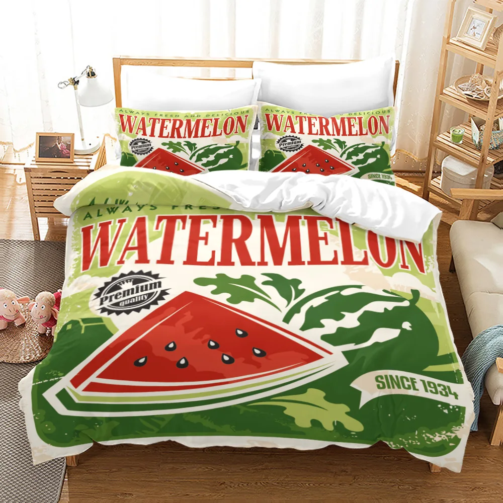 

Fruit Duvet Cover Set Cartoon Watermelon Summer Theme Bedding Set for Boy Girl Double Queen King Size Microfiber Comforter Cover