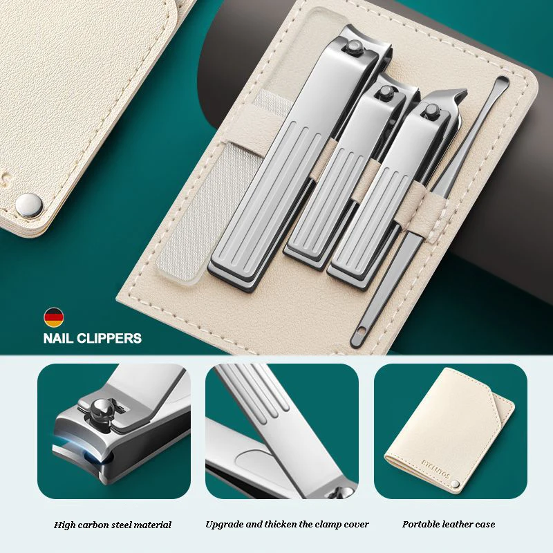 Set tagliaunghie in acciaio inossidabile, forbici per tagliare le unghie domestiche, strumenti multifunzionali per nail art, set completo di tagliaunghie