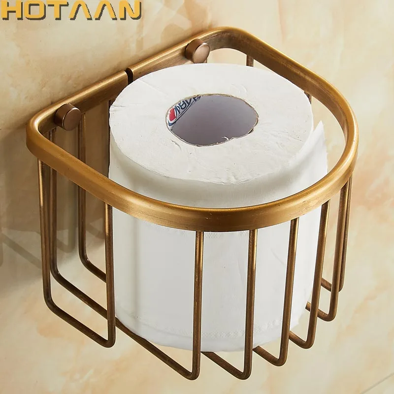 . Wholesale And Retail Wall Mounted Bathroom Toilet Paper Holder Antique Brass Roll Tissue Box YT-1392