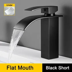 Bathroom Waterfall Basin Sink Faucet Black Faucets Brass Bath Faucet Hot&Cold Water Mixer Vanity Tap Deck Mounted Washbasin tap