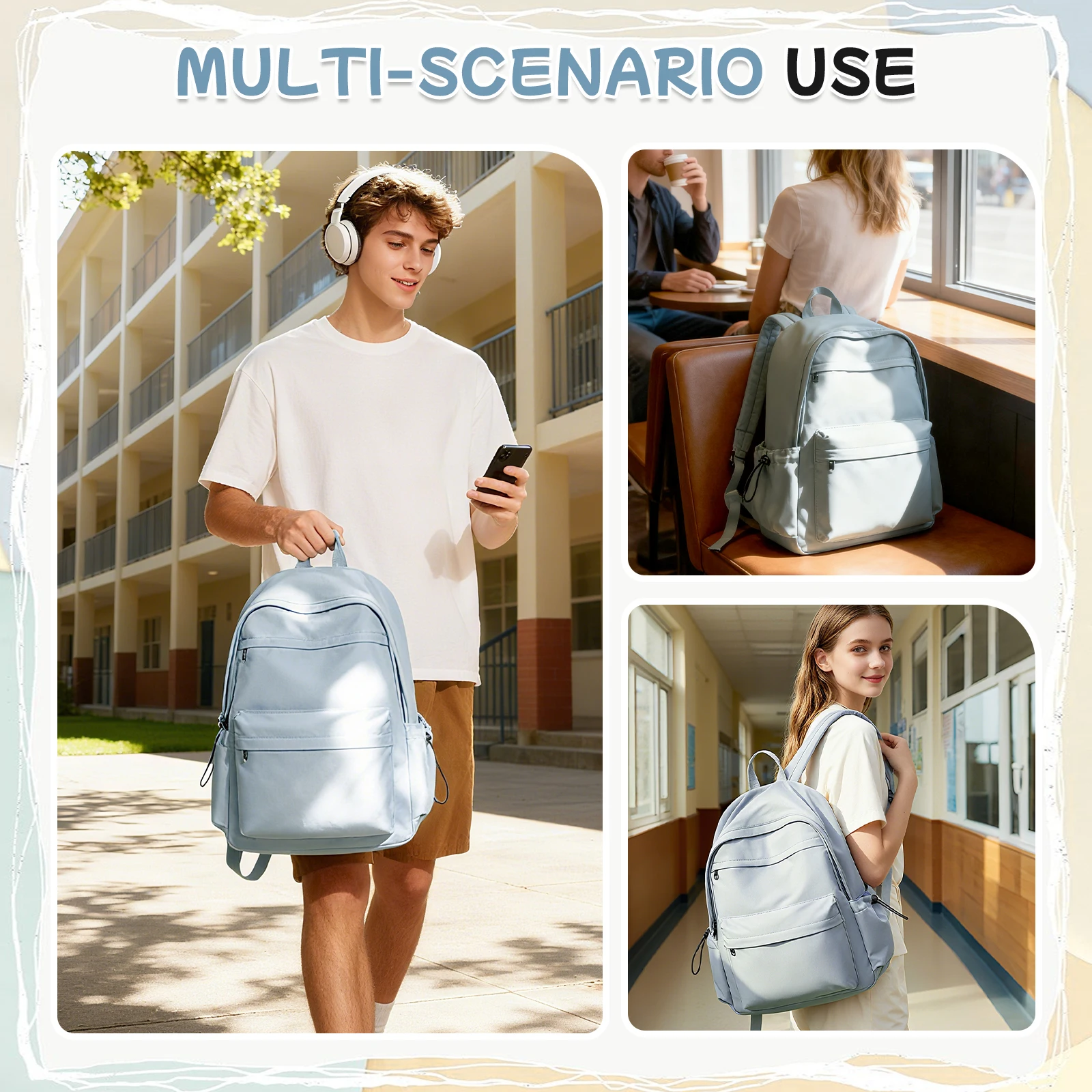 Zaino da viaggio per coppia Zaino casual da donna di grande capacità Moda Zaino per studenti delle scuole medie Borsa di stoffa impermeabile