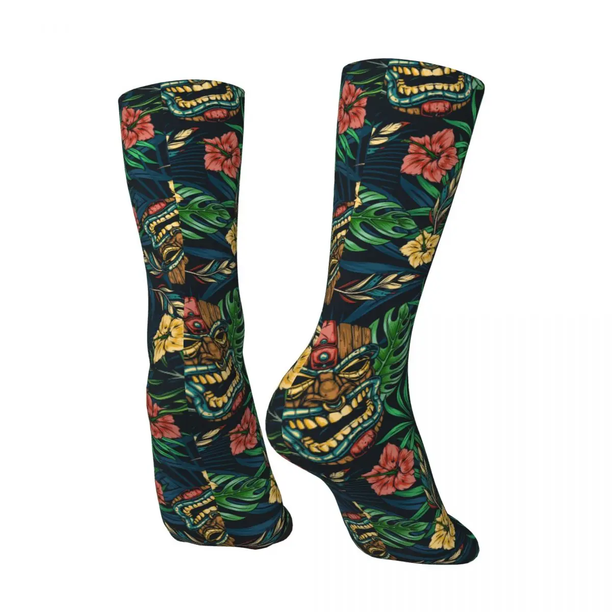 Hawaiian Tropical Colorful Seamless Pattern Vector Men's Socks Vintage Harajuku Street Style Novelty Seamless Crew Sock